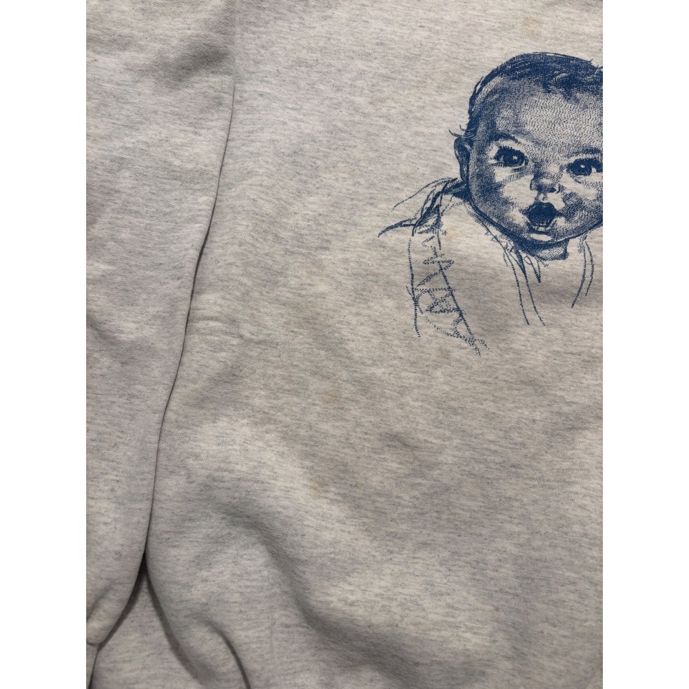 Vintage Hanes Cotton Gerber Baby Graphic Sweatshirt Gray Mens Large 90s Crew - Picture 2 of 6